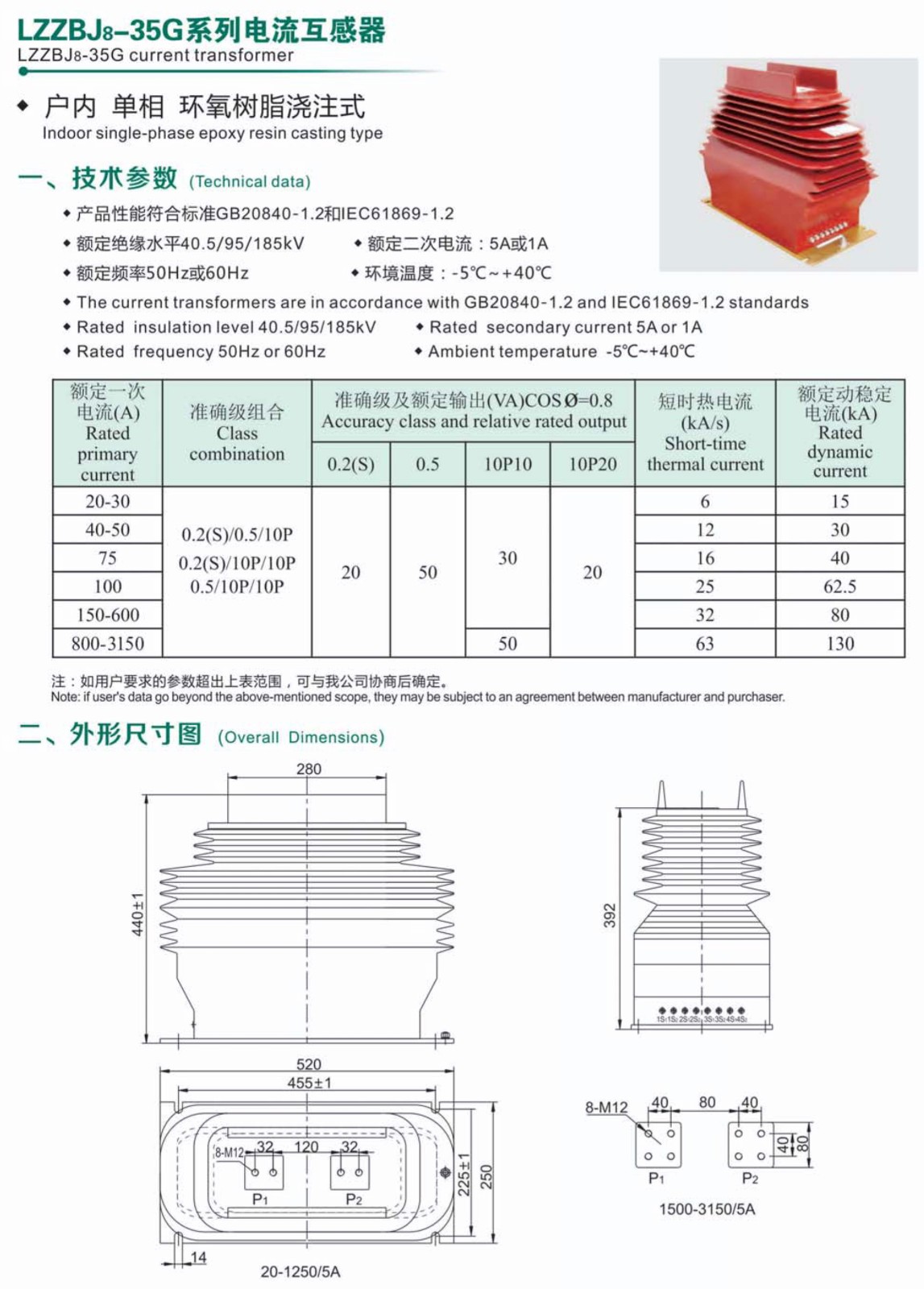 LZZBJ8-35G万系列电流互感器