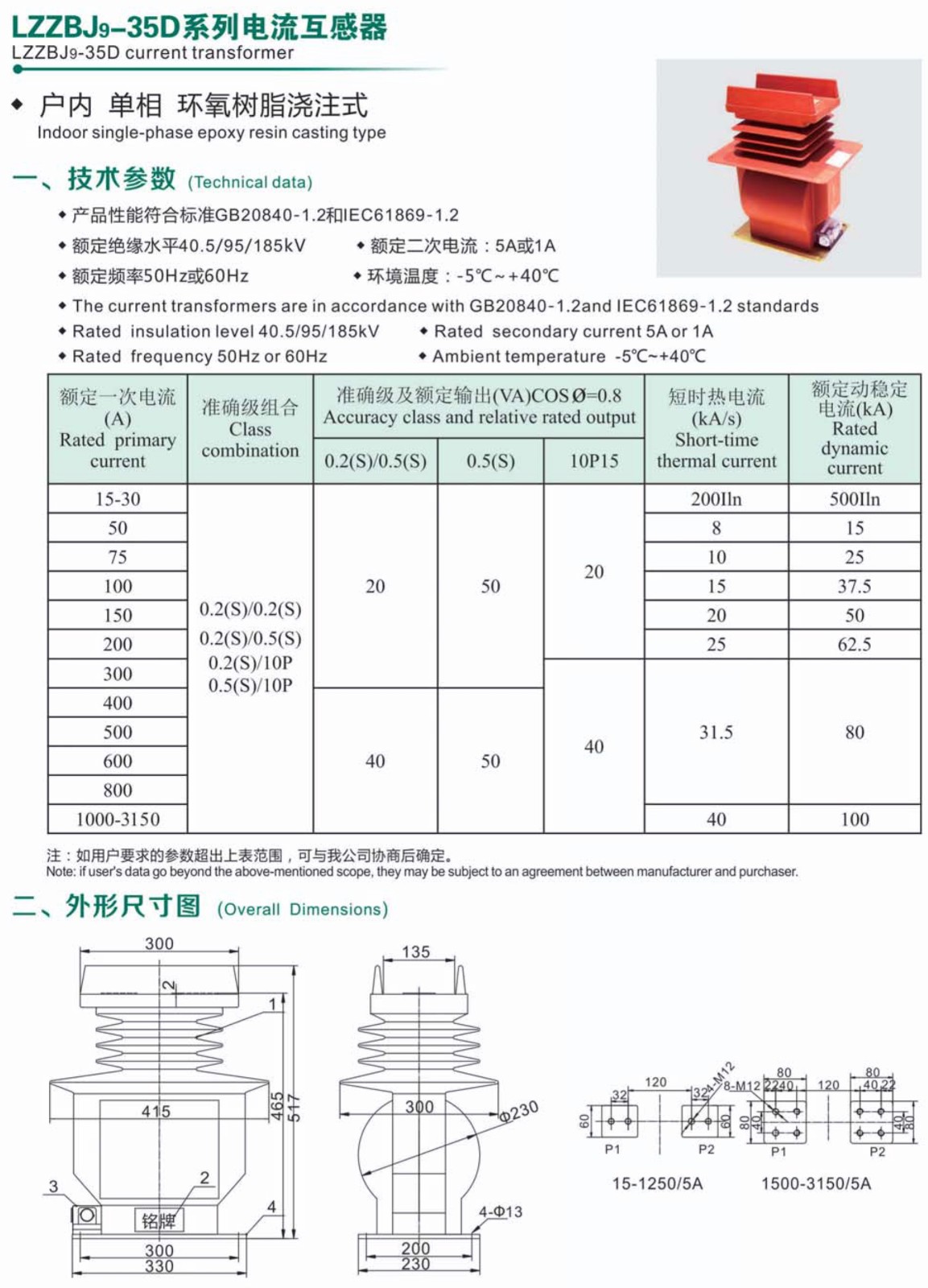 LZZBJ9-35D万系列电流互感器