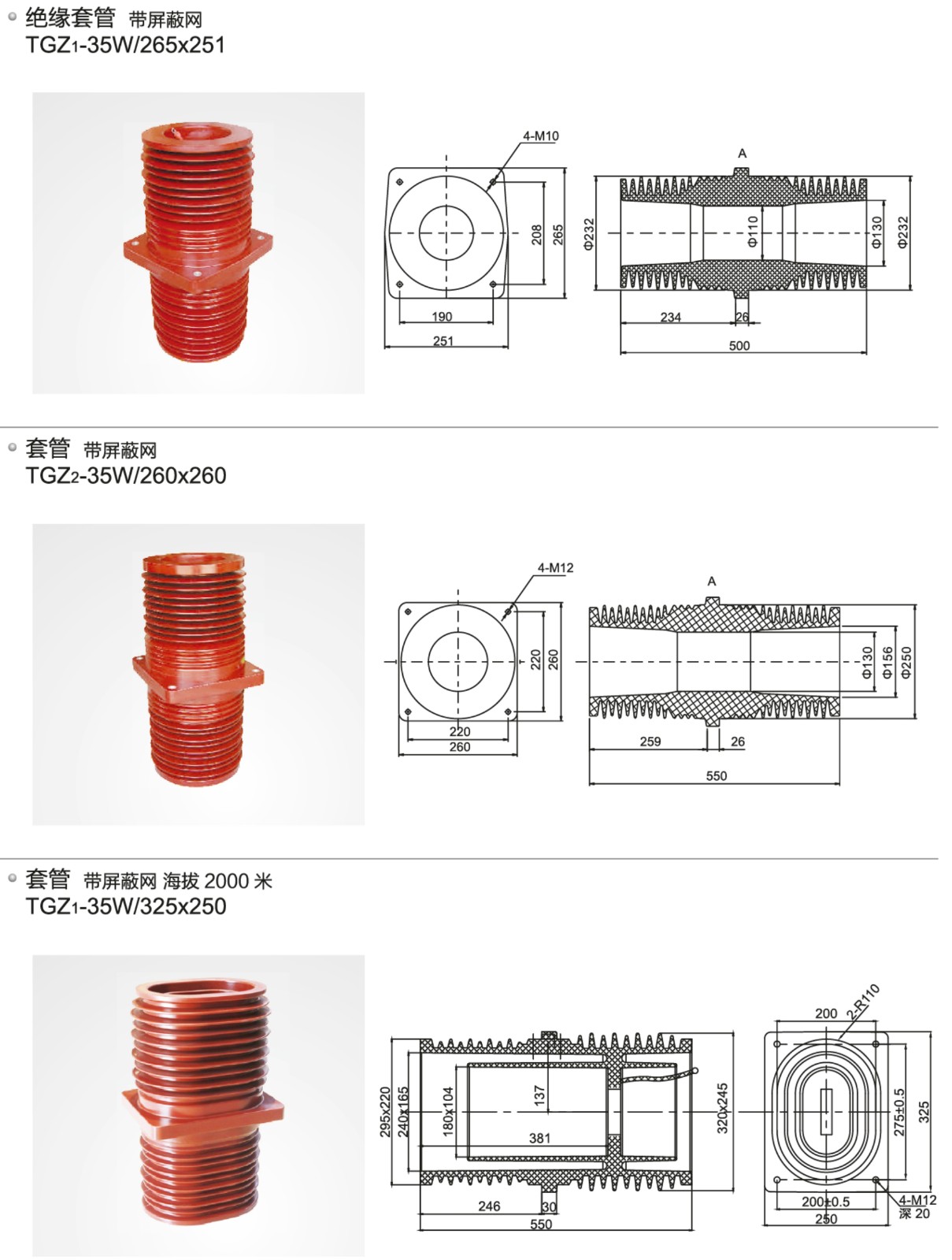 35kV高压套管TGZ-带屏蔽网系列