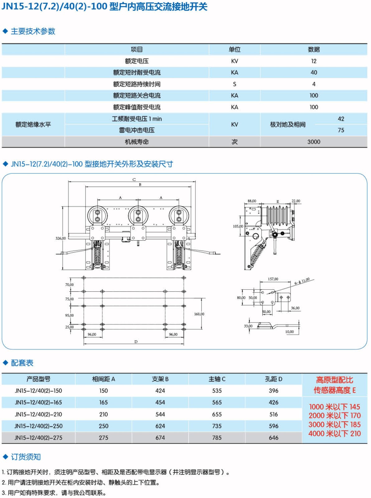 JN15-12/40户内高压接地开关