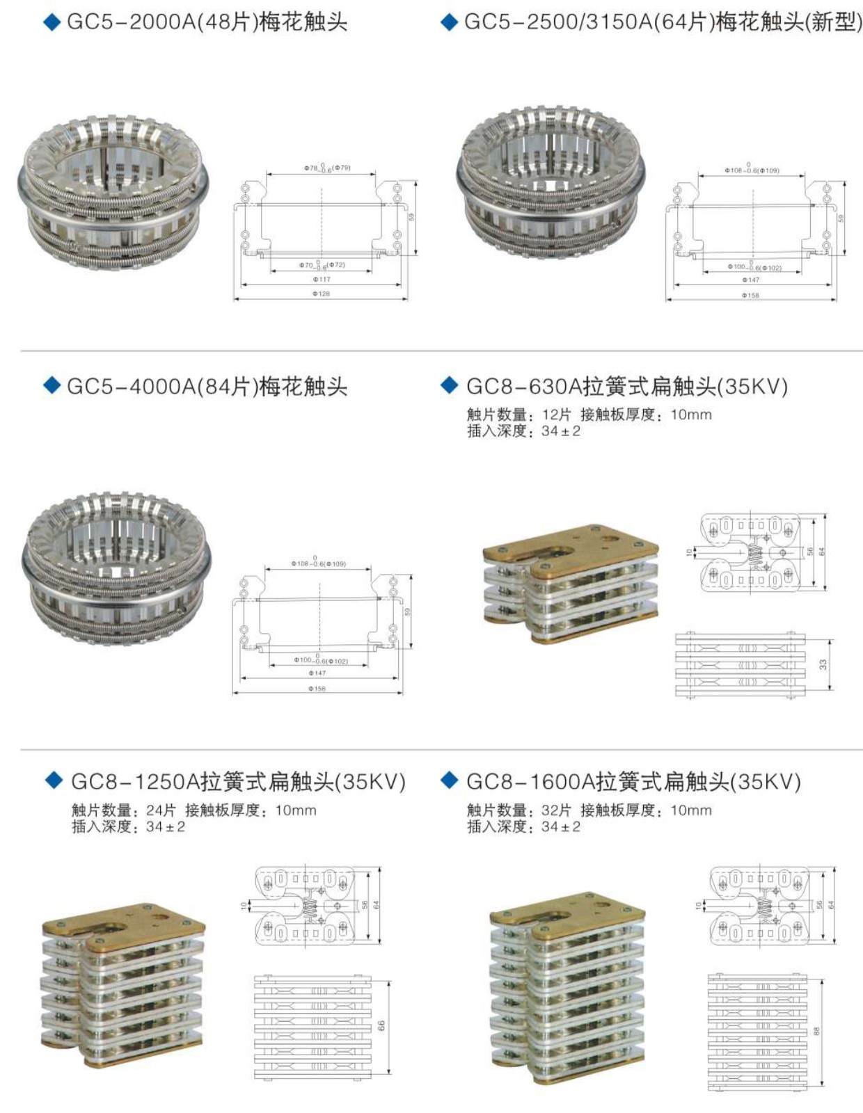 断路器动静触头（梅花触头、捆绑式触头、扁触头）GC5系列