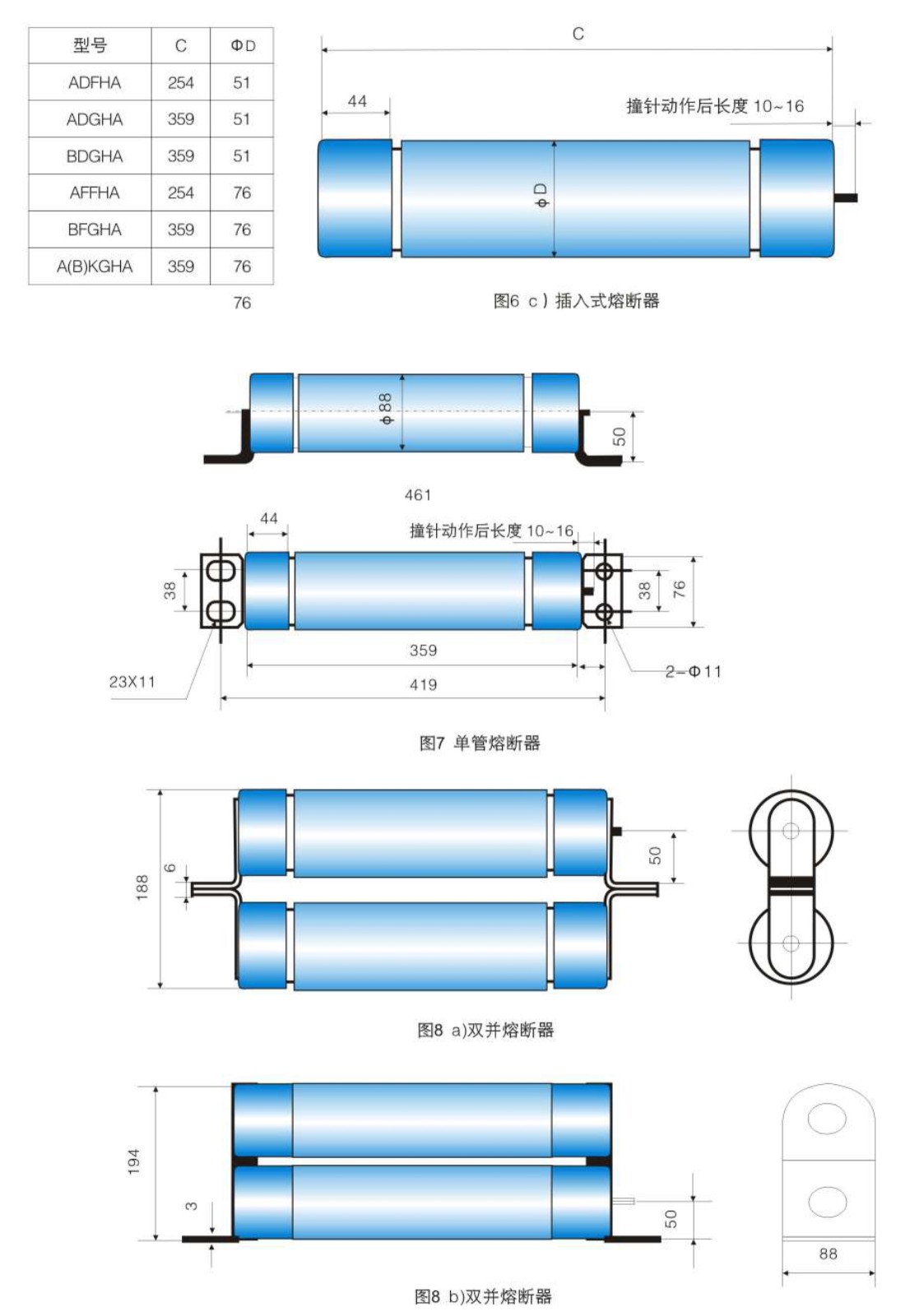 变压器保护高压限流熔断器（英国SB标准）固定撞针系列