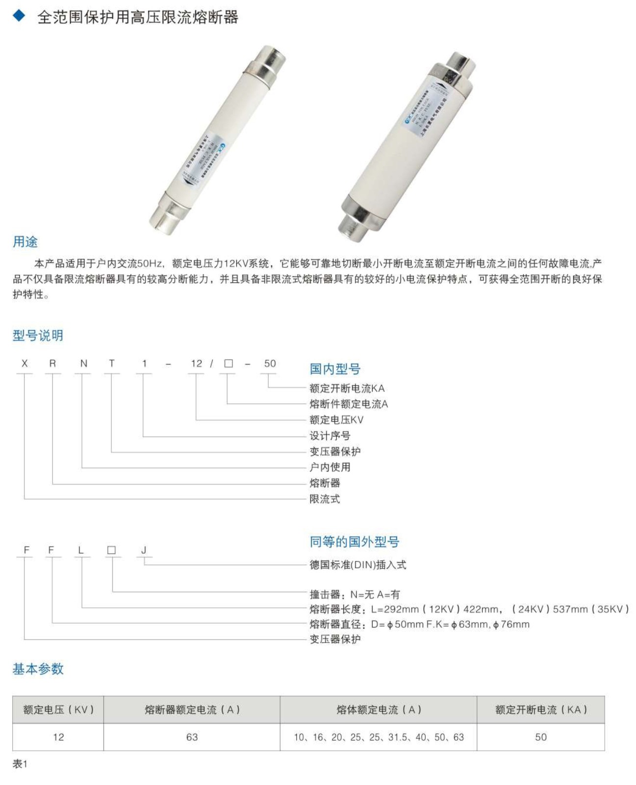 高压限流熔断器