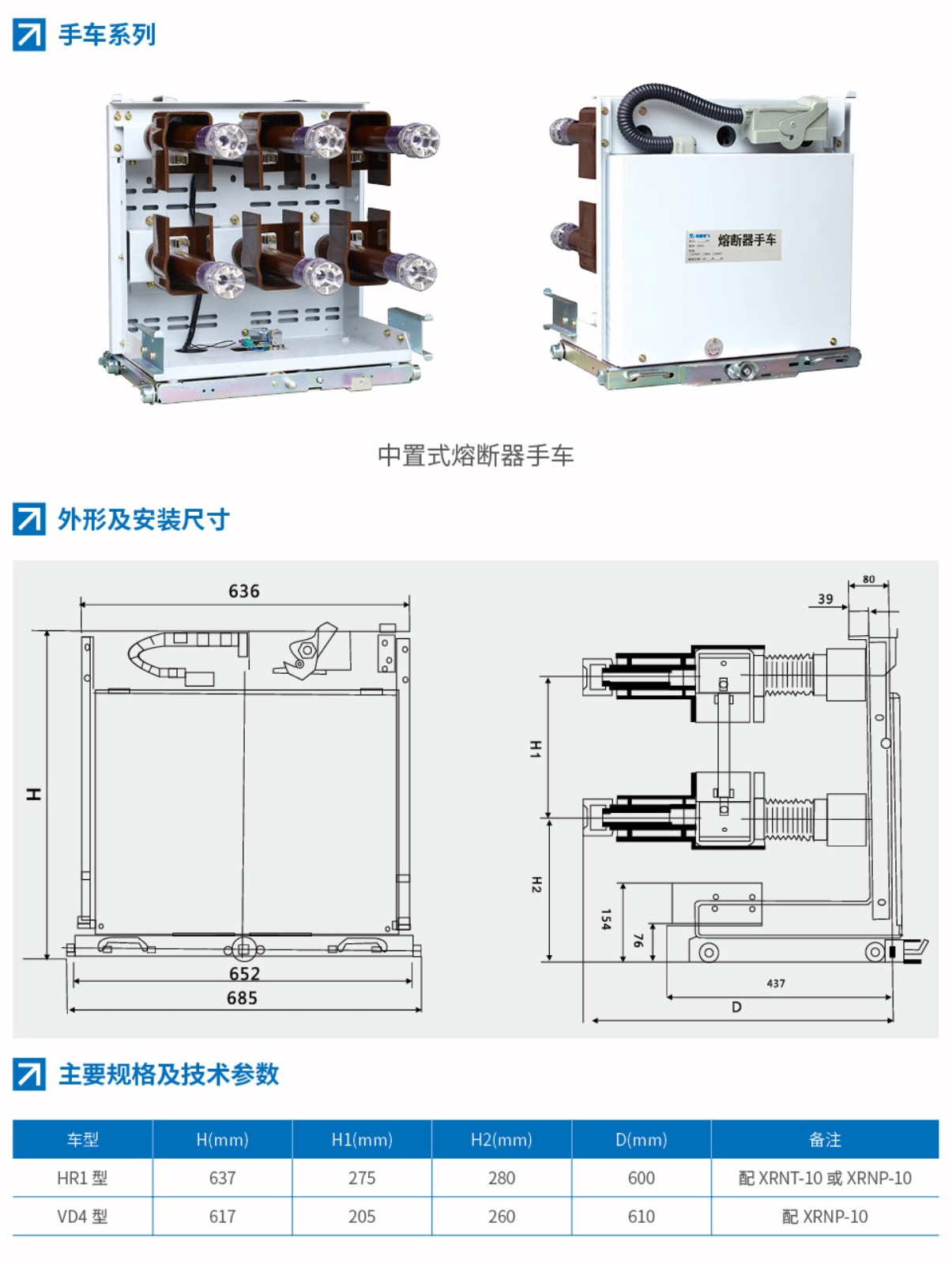 中置式熔断器手车