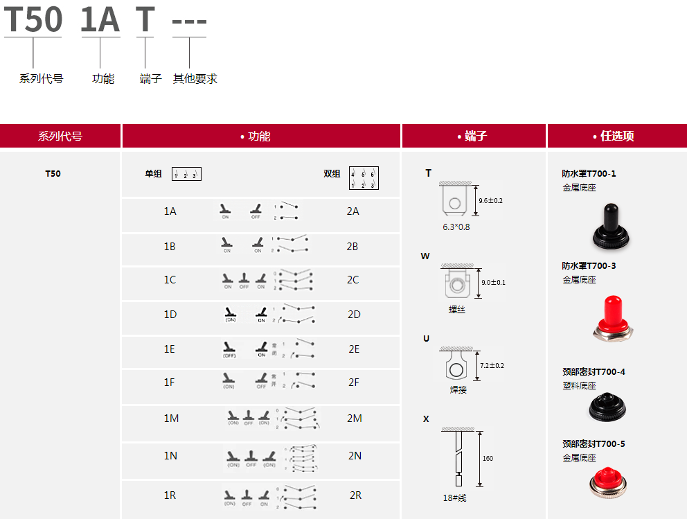 T502AT双排防水钮子开关