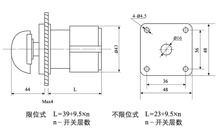 不锈钢芯轴转换开关ADI-20