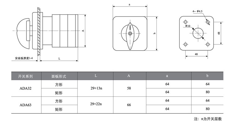 定位自复位型转换开关ADI-63